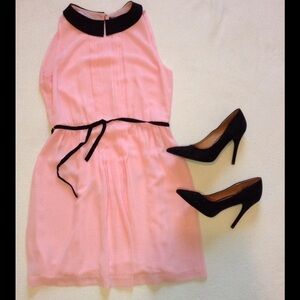 Zara pink dress with black collar